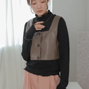 HIGH NECK EMBROIDERY TOPS