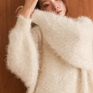 lame shaggy knit tops